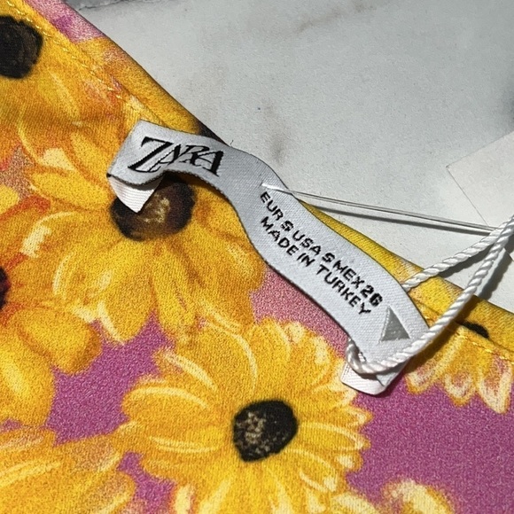 ZARA Floral Sunflower Print stretchy one shoulder crop top size Small - Picture 12 of 15